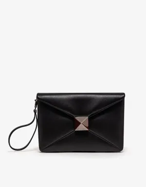 Valentino Black One Stud Nappa Clutch Bag