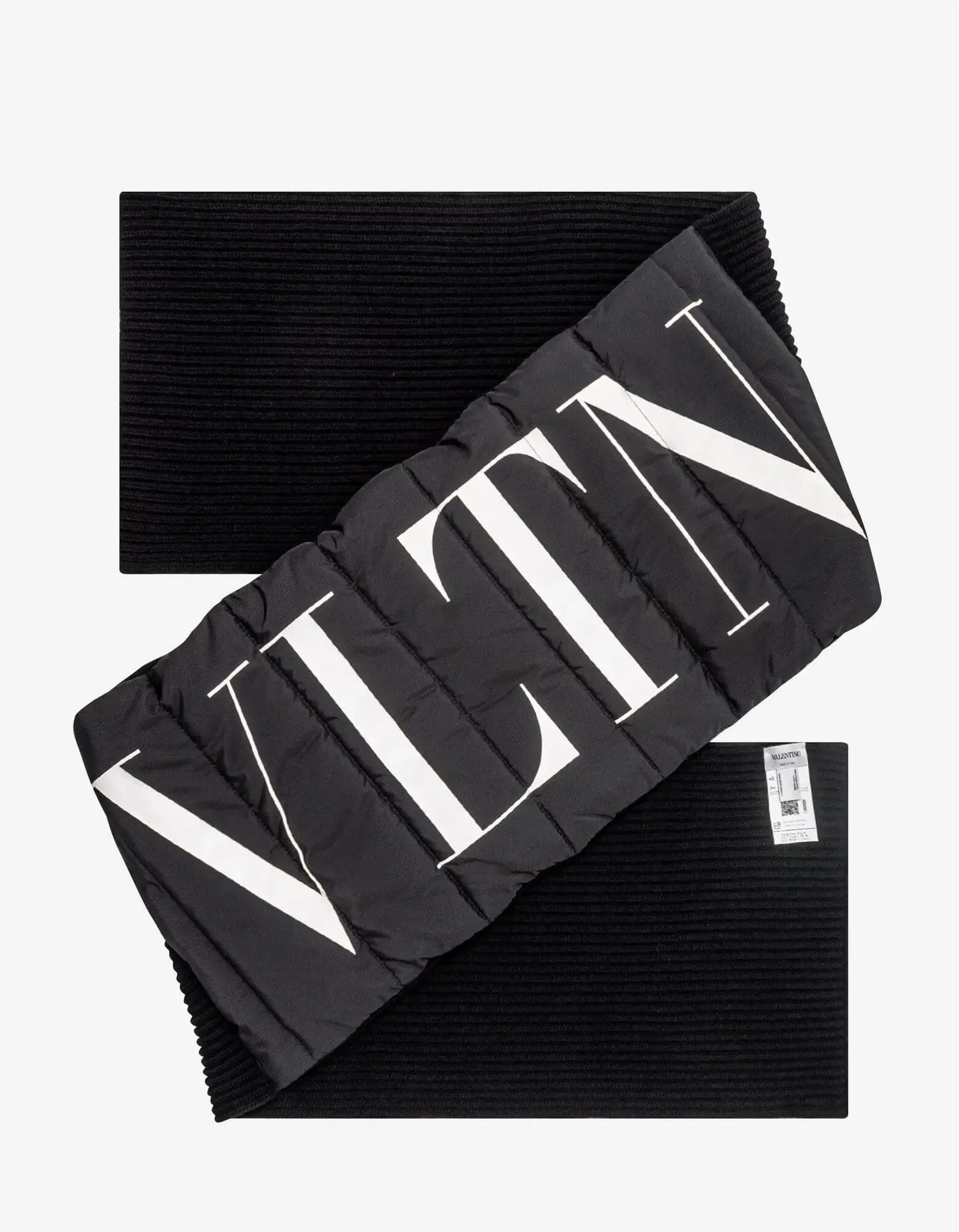 Valentino Black Padded Logo Scarf