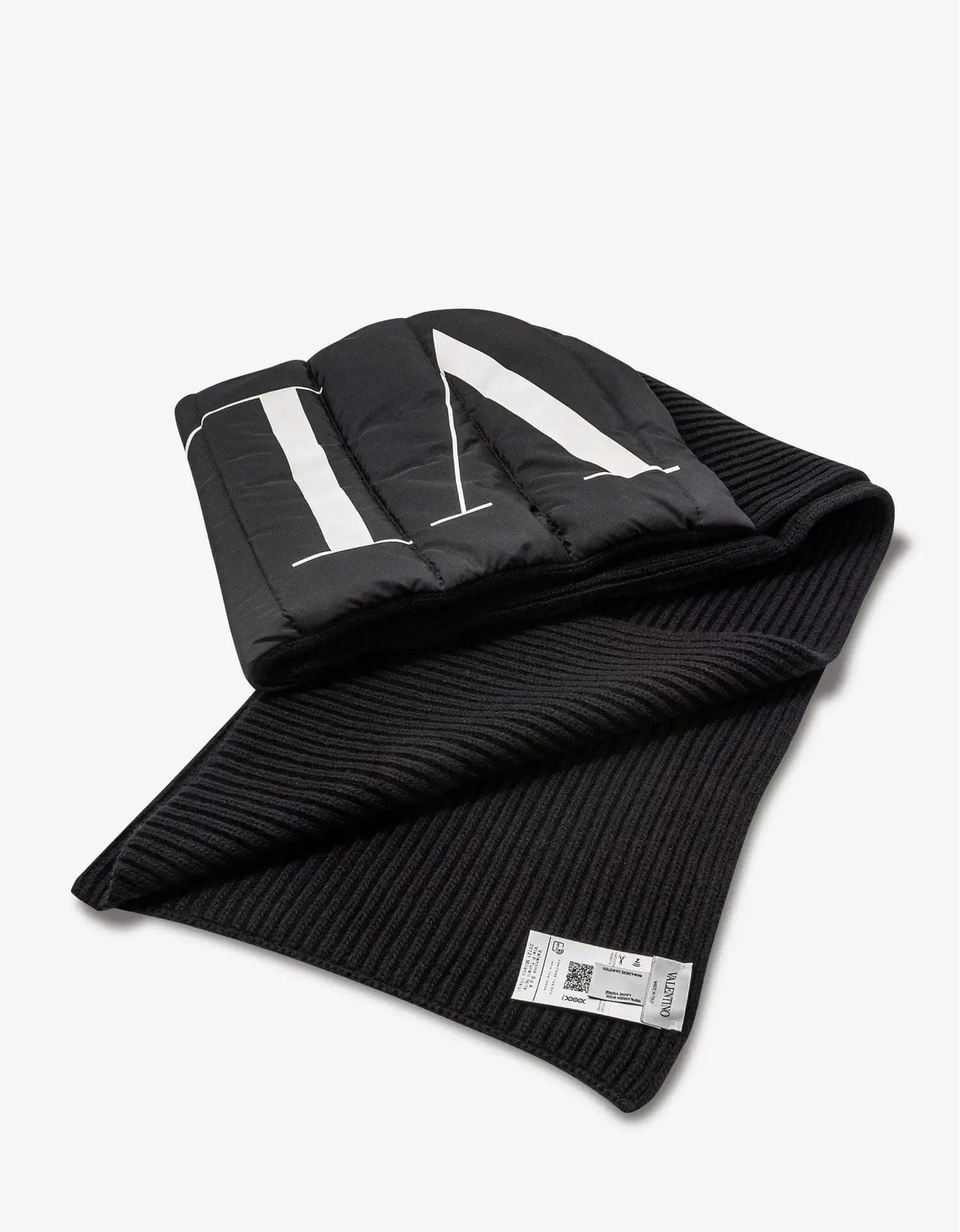 Valentino Black Padded Logo Scarf