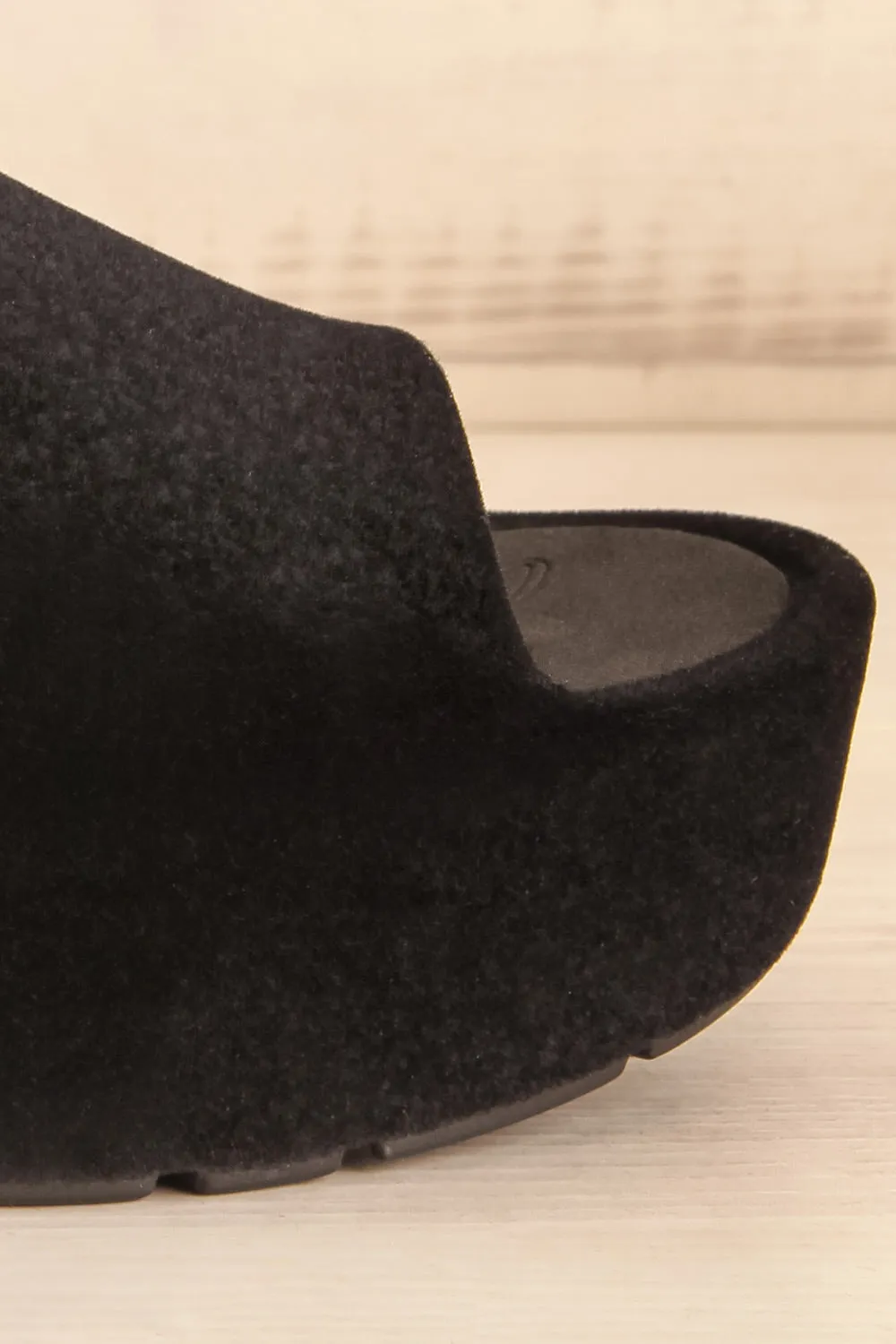 Velanie | Black Velvet Platform Sandals