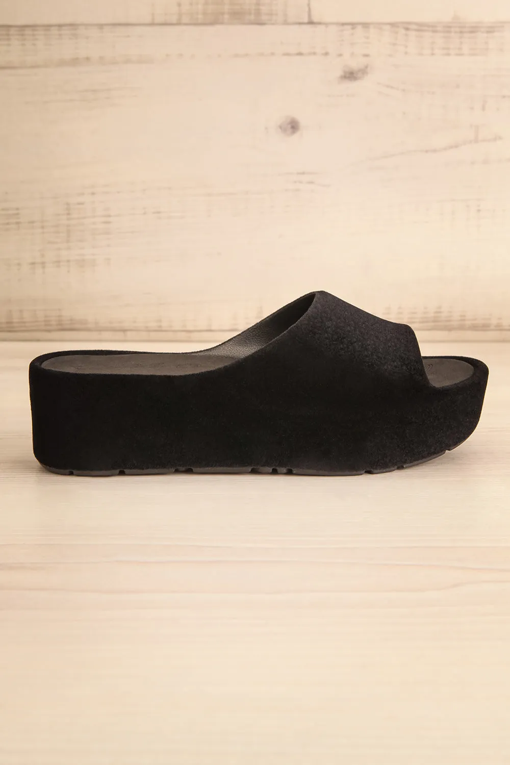 Velanie | Black Velvet Platform Sandals