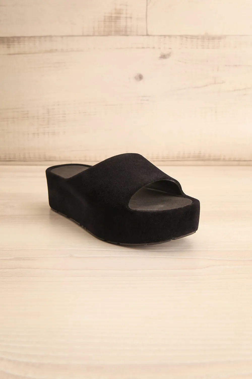Velanie | Black Velvet Platform Sandals