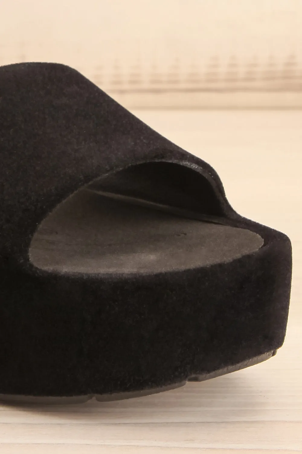 Velanie | Black Velvet Platform Sandals
