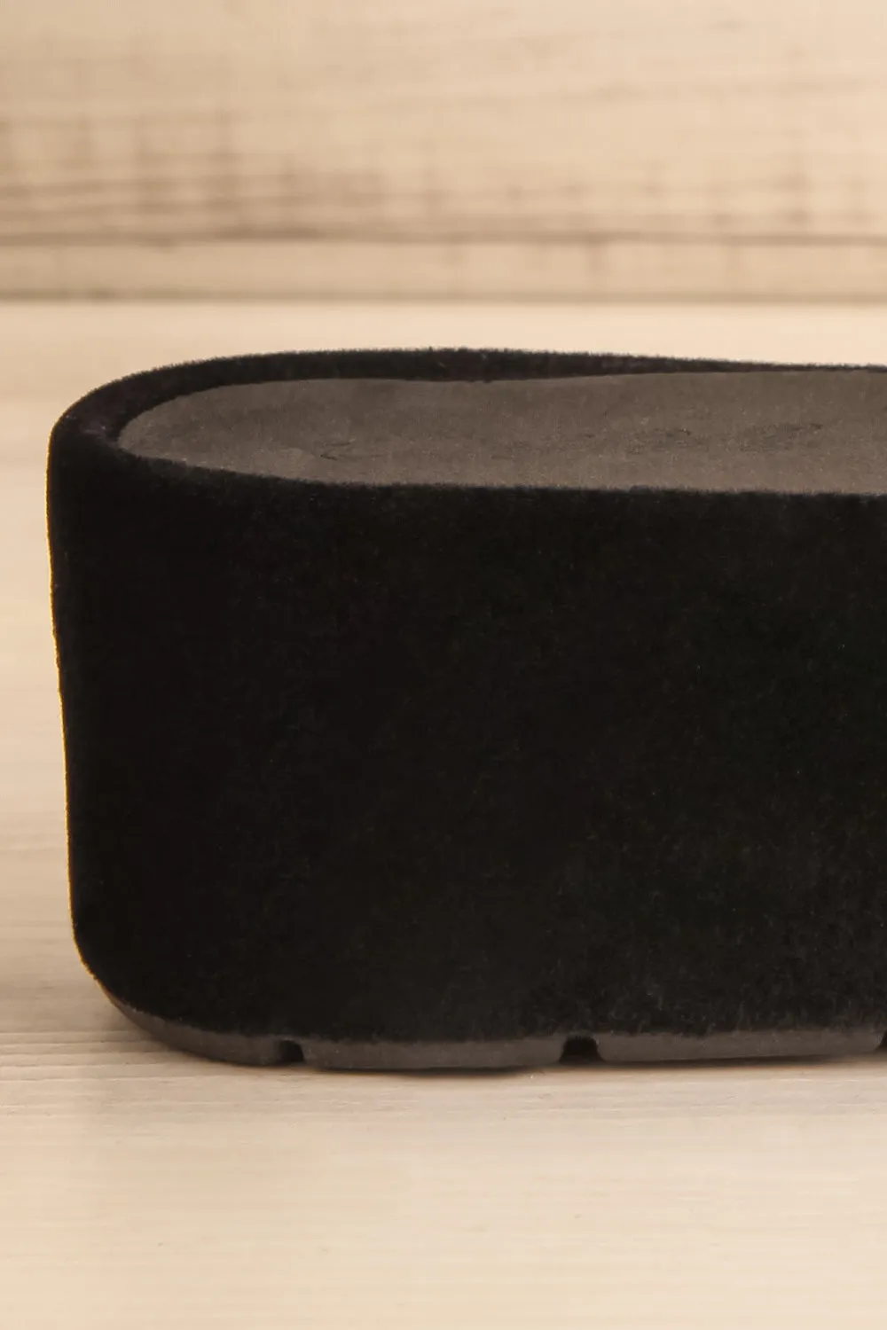 Velanie | Black Velvet Platform Sandals