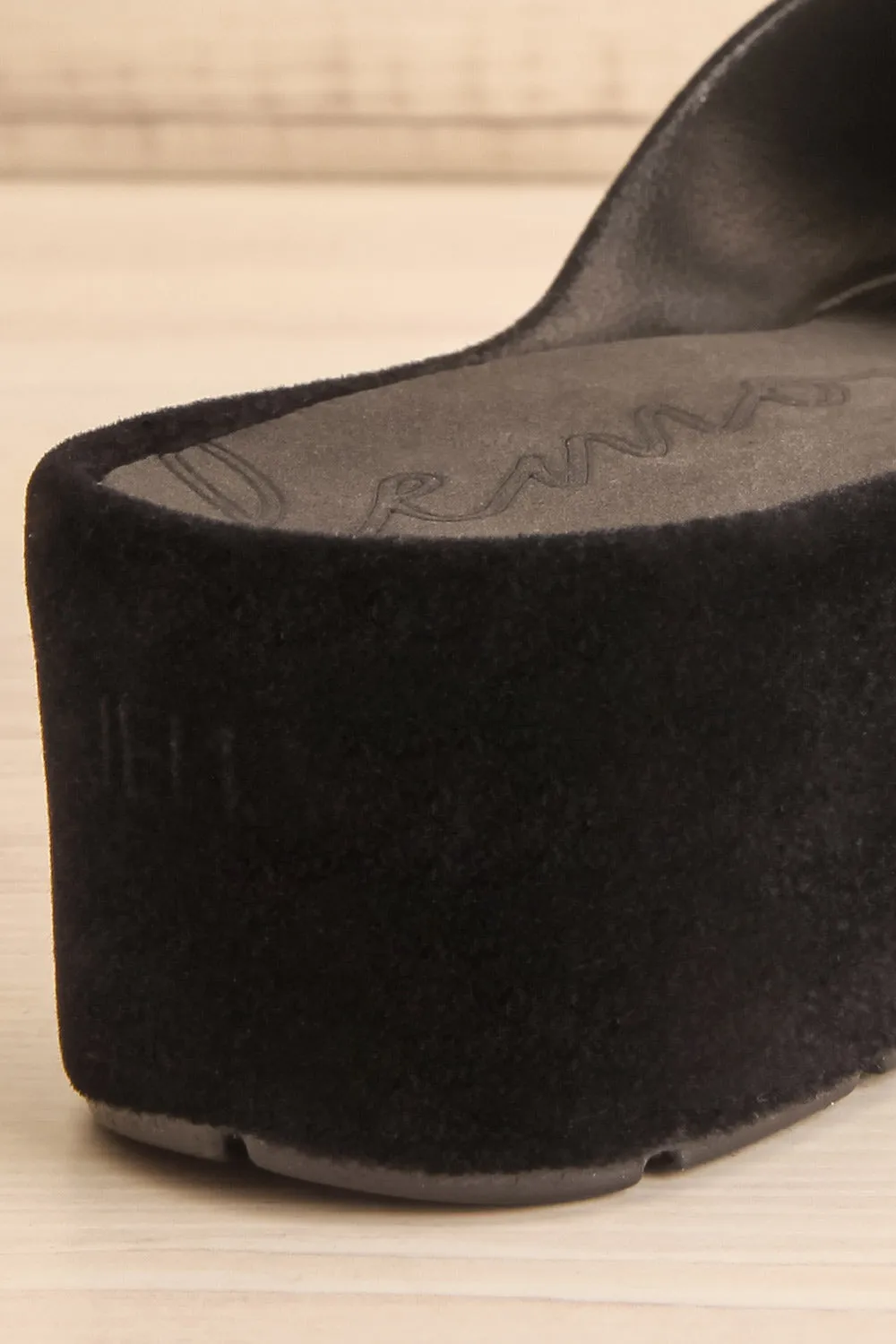 Velanie | Black Velvet Platform Sandals